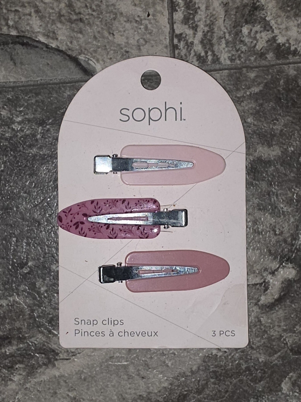 3-piece pack Sophi Snap Hair Clips in Shades of Pink With Floral Designs BNIB